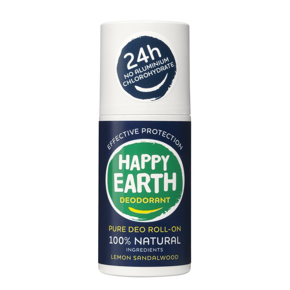 1+1 gratis: Happy Earth 100% Natuurlijke Deodorant Roller Lemon Sandelwood 75 ml