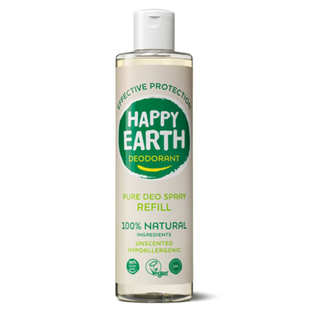 1+1 gratis: Happy Earth 100% Natuurlijke Deo Spray Navulling Unscented 300 ml