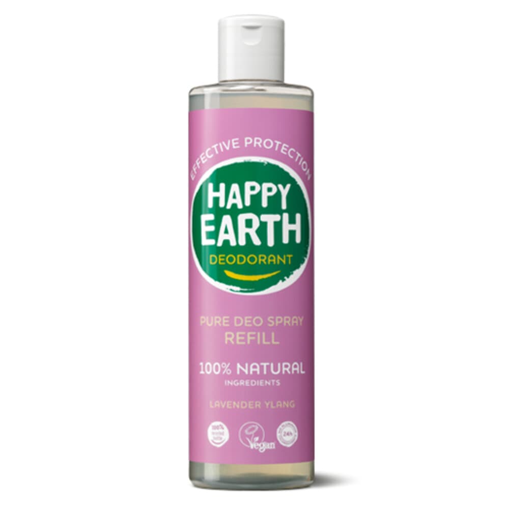 1+1 gratis: Happy Earth 100% Natuurlijke Deo Spray Navulling Lavender Ylang 300 ml
