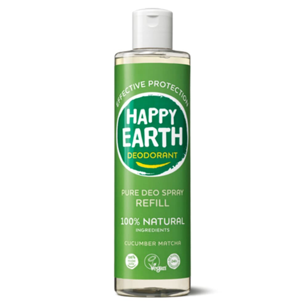 1+1 gratis: Happy Earth 100% Natuurlijke Deo Spray Navulling Cucumber Matcha 300 ml