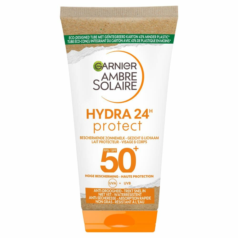 1+1 gratis: Garnier Ambre Solaire Hydra 24 Zonnebrandmelk SPF 50 Reisformaat 50 ml