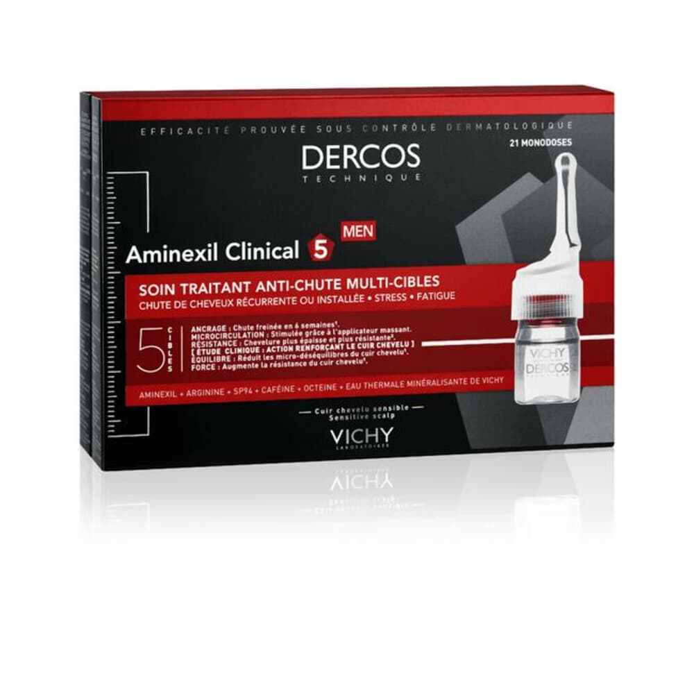 3x Vichy Dercos Aminexil Clinical 5 Man Anti-Haaruitval Ampullen 21 stuks