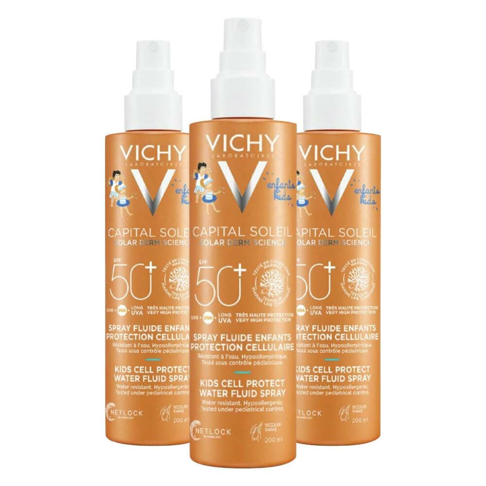 3x Vichy Capital Soleil Kids Cell Protect Spray SPF 50+ Gezicht en Lichaam 200 ml