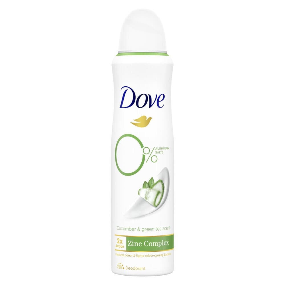 2+2 gratis: Dove Deodorant Spray Cucumber & Green Tea 150 ml
