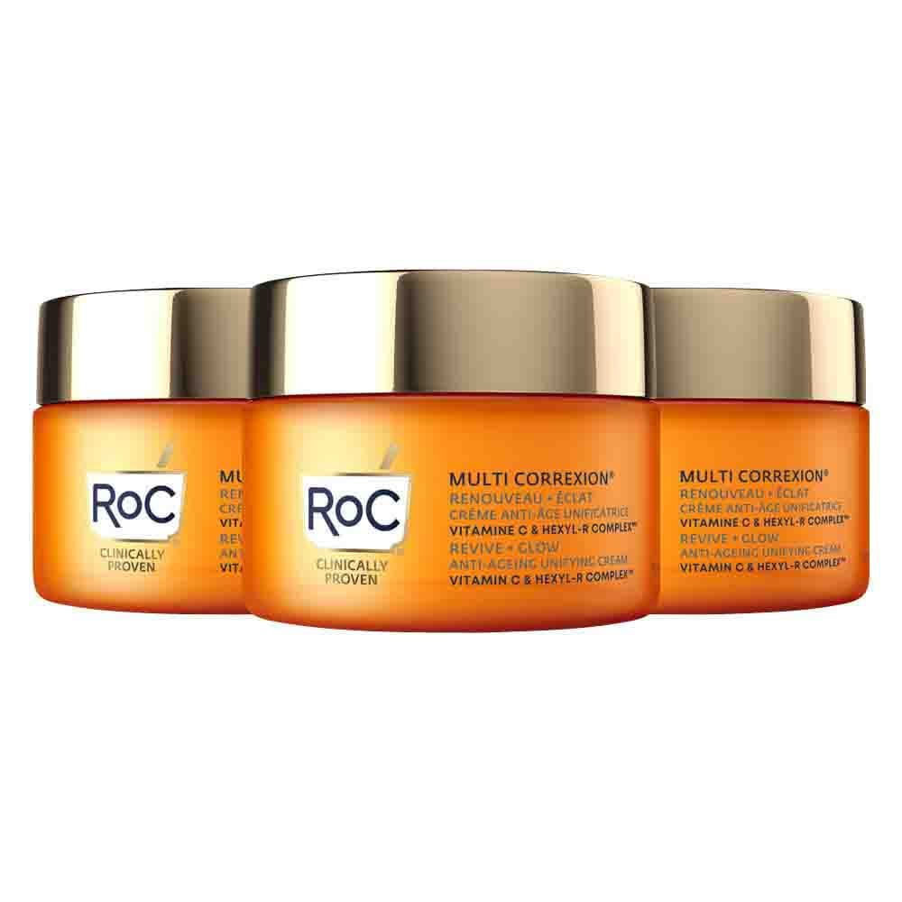 3x RoC Multi Correxion Revive + Glow Unifying Anti-Aging Crème 50 ml
