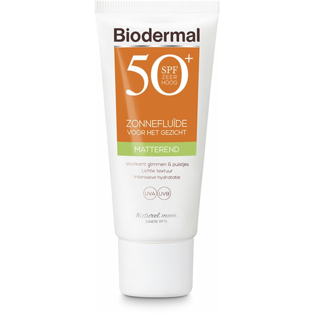 1+1 gratis: Biodermal Zonnefluïde Gezicht Matterend SPF 50 40 ml