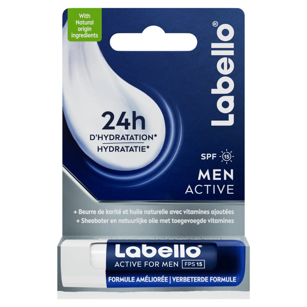 1+1 gratis: Labello Lippenbalsem Blister Active For Men SPF15 4.8 gr