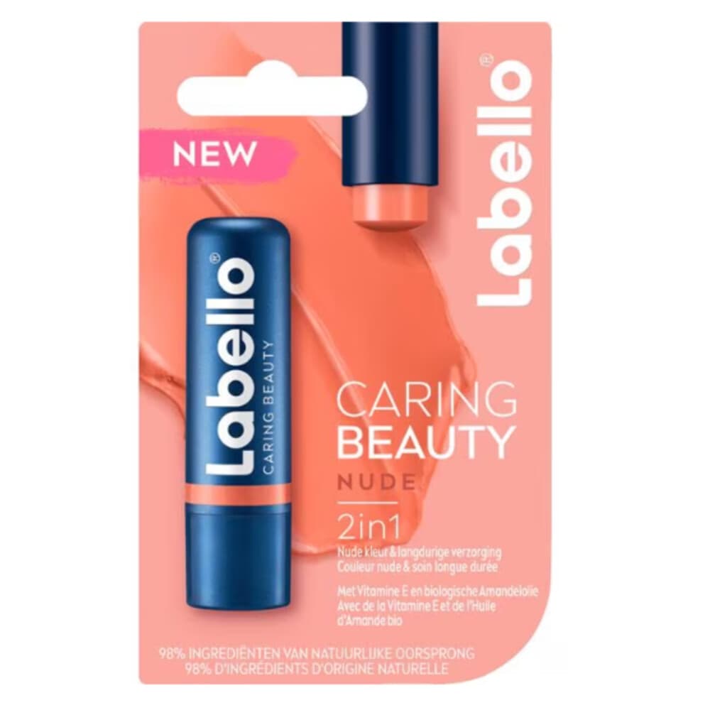 1+1 gratis: Labello Lippenbalsem Caring Beauty Nude