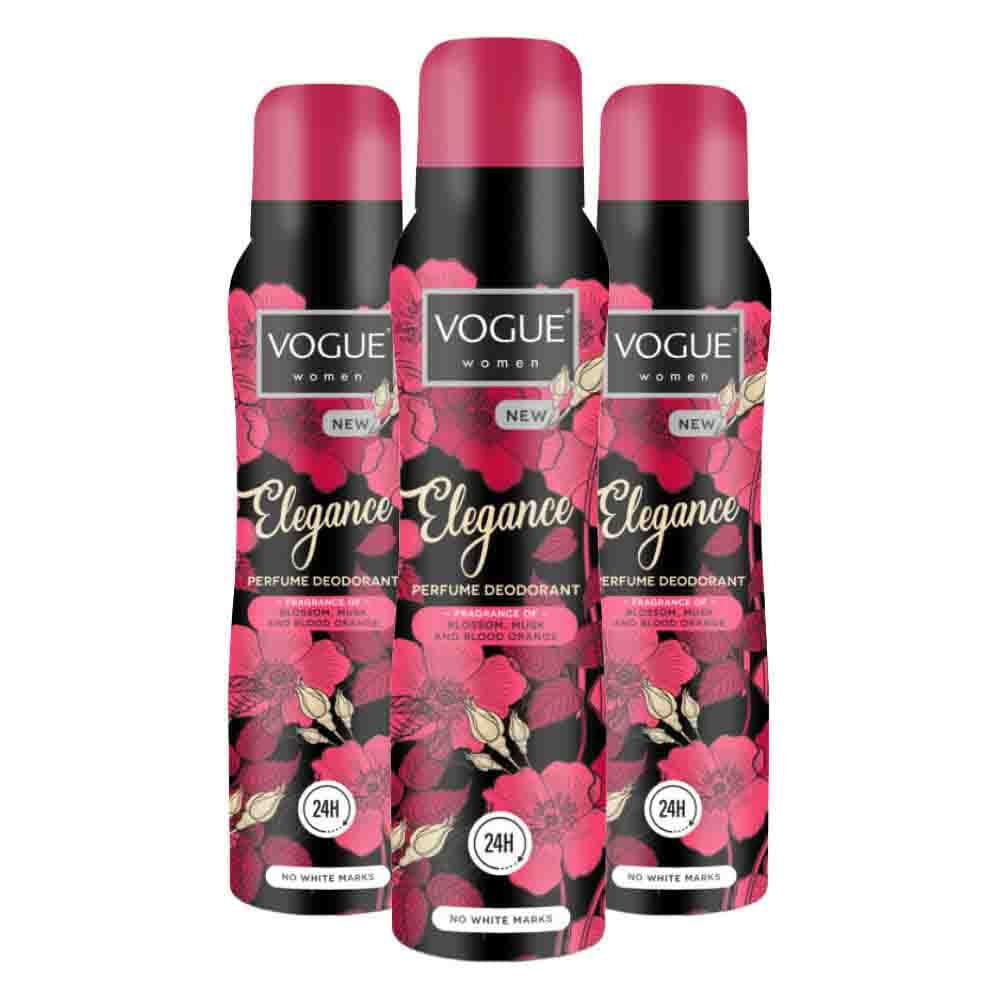 3x Vogue Elegance Parfum Deodorant 150 ml