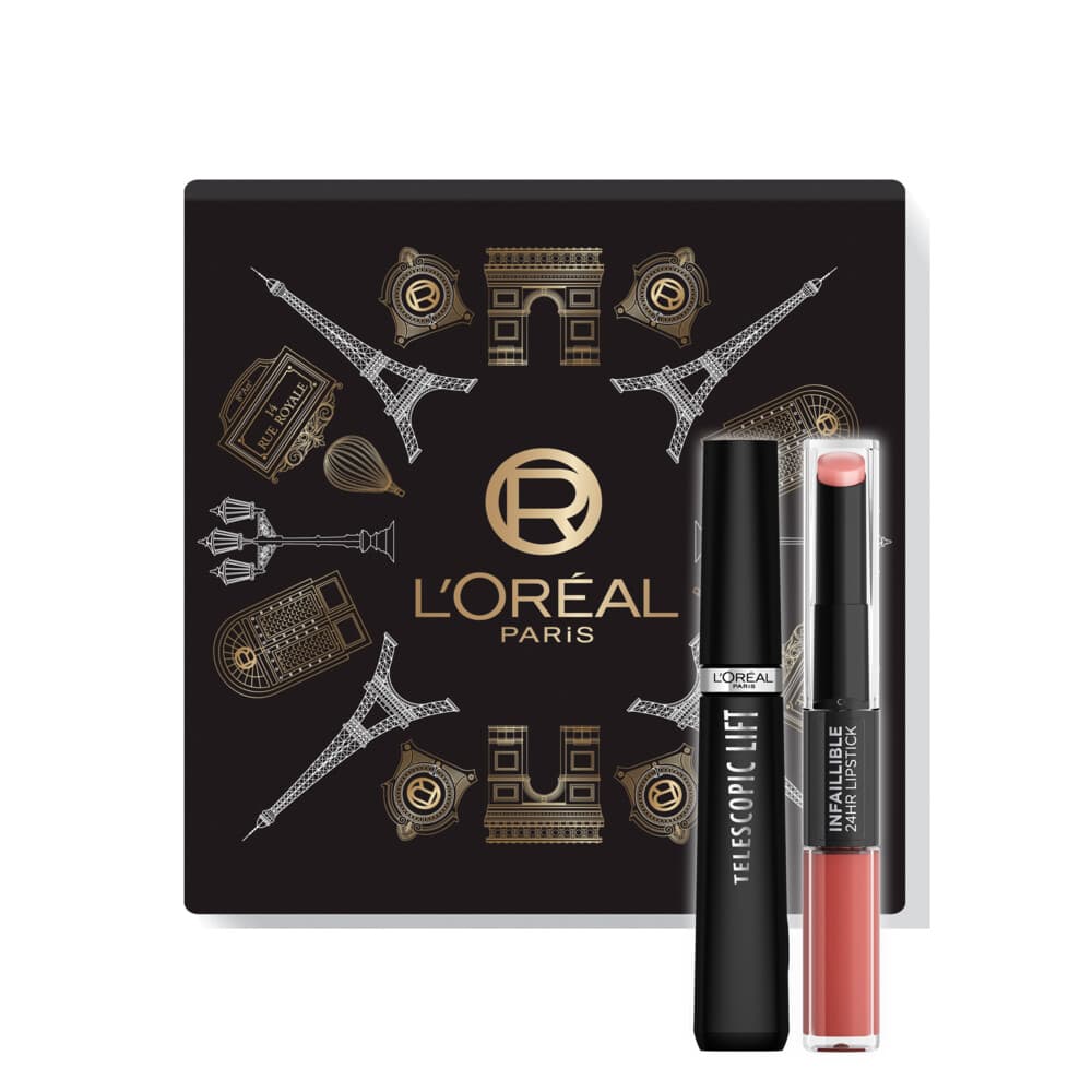 1+1 gratis: L'Oréal Geschenkset Telescopic Lift Mascara & Infaillible 24H Lipstick 312 Incessant Russet 2 stuks