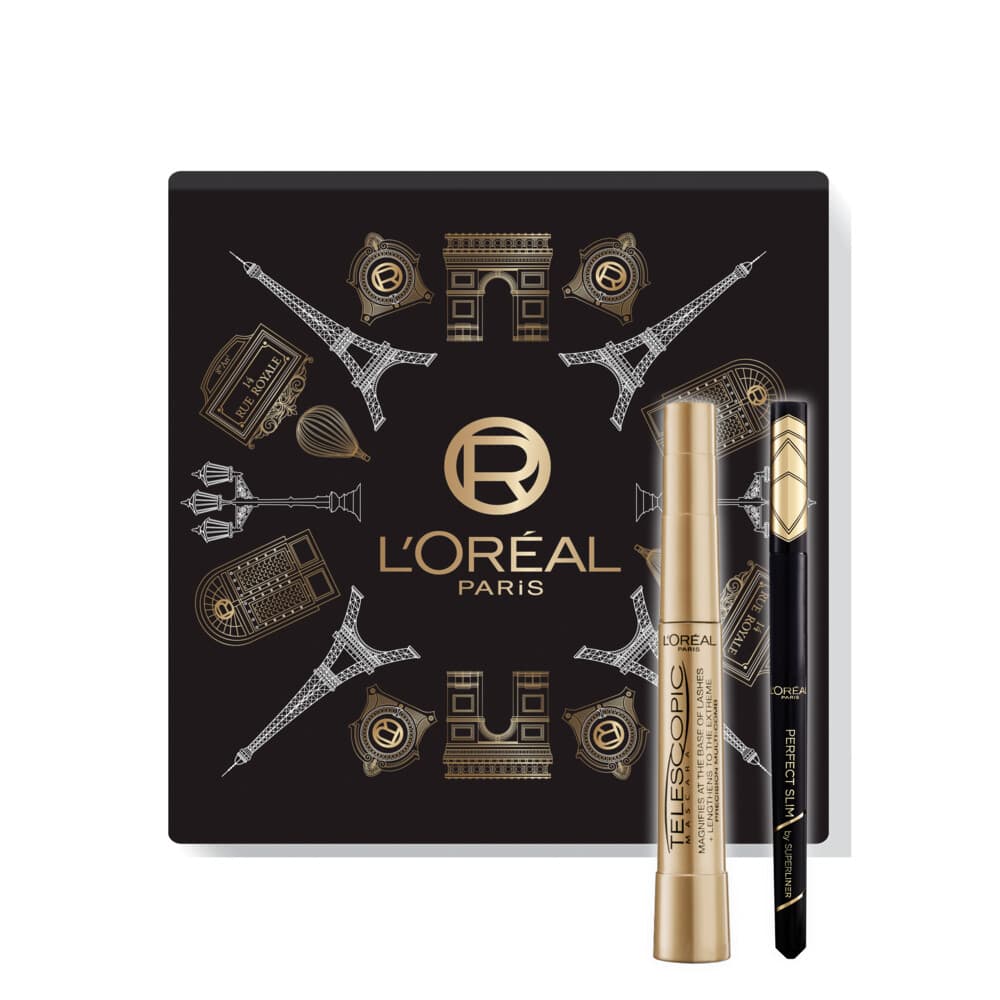1+1 gratis: L'Oréal Geschenkset Telescopic Classic Mascara & Superliner Perfect Slim Zwart 2 stuks