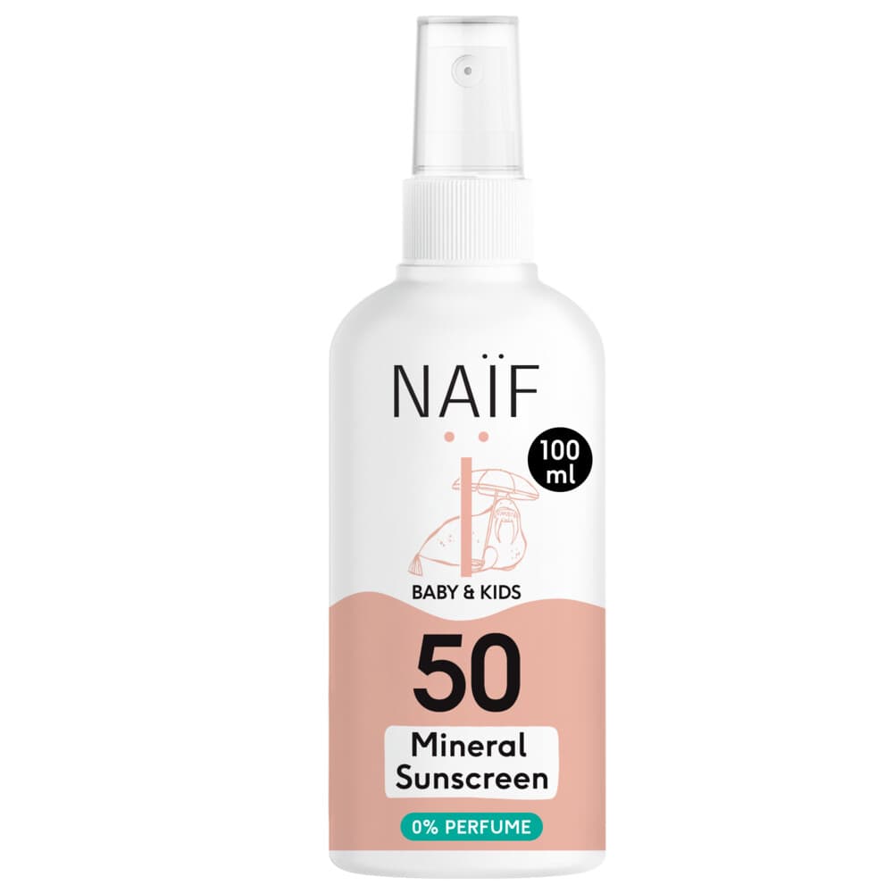 2x Naif Baby & Kids Minerale Zonnebrand Spray 0% parfum SPF 50 100 ml