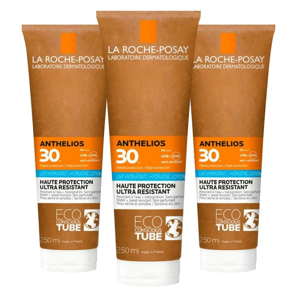 3x La Roche Posay Anthelios Melk SPF 30 Ecologische Tube 250 ml