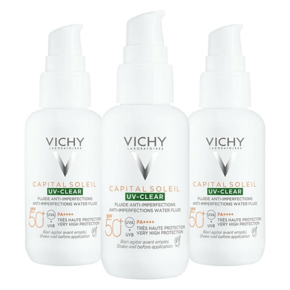 3x Vichy Capital Soleil UV Clear Anti-onzuiverheden Zonnebrand SPF 50+ 40 ml