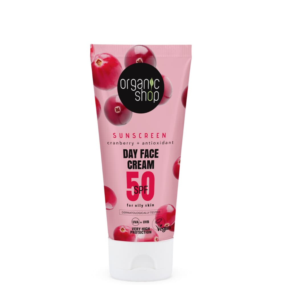 1+1 gratis: Organic Shop Zonnebrandcréme Gezicht SPF 50 Vette huid 50 ml