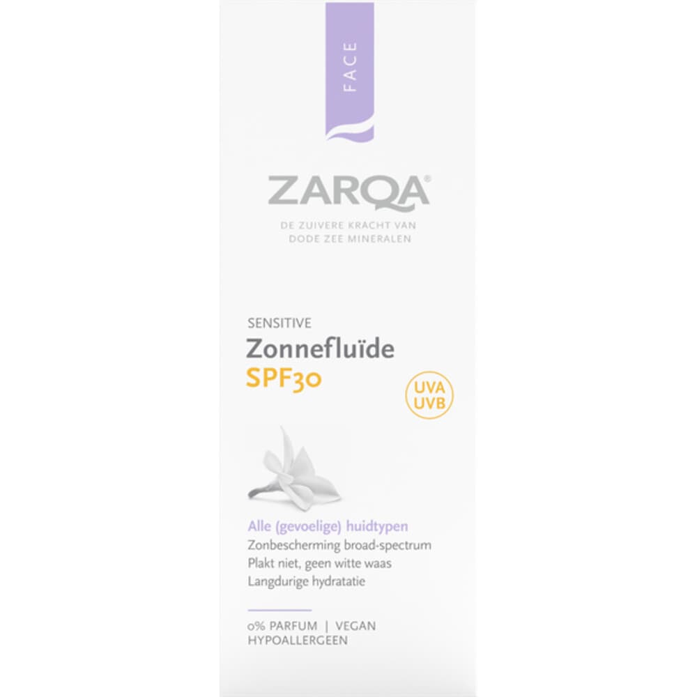 2de halve prijs: Zarqa Zonnefluïde SPF 30 Sensitive 50 ml