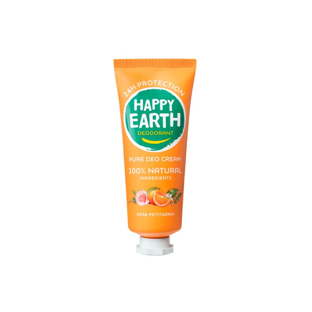 1+1 gratis: Happy Earth 100% Natuurlijke Deodorant Crème Rose Petitgrain 40 ml
