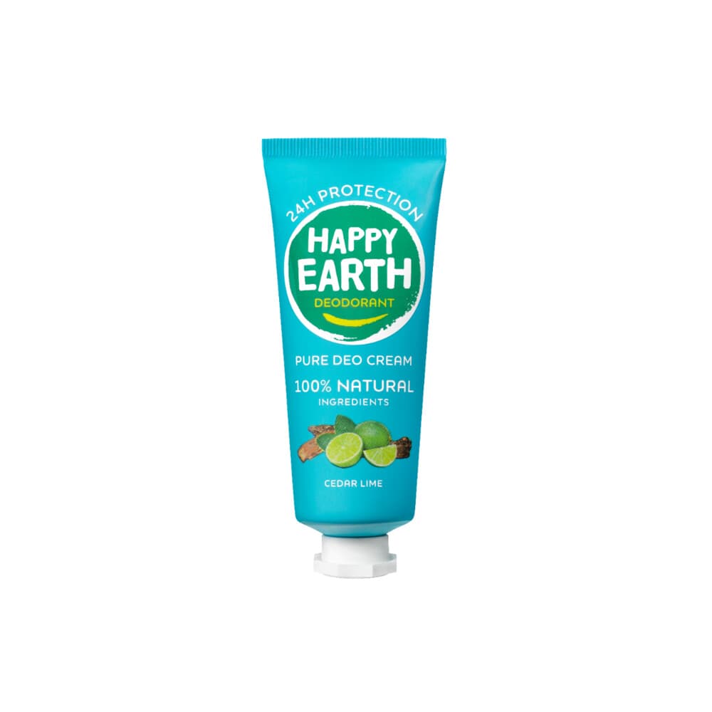 1+1 gratis: Happy Earth 100% Natuurlijke Deodorant Crème Cedar Lime 40 ml