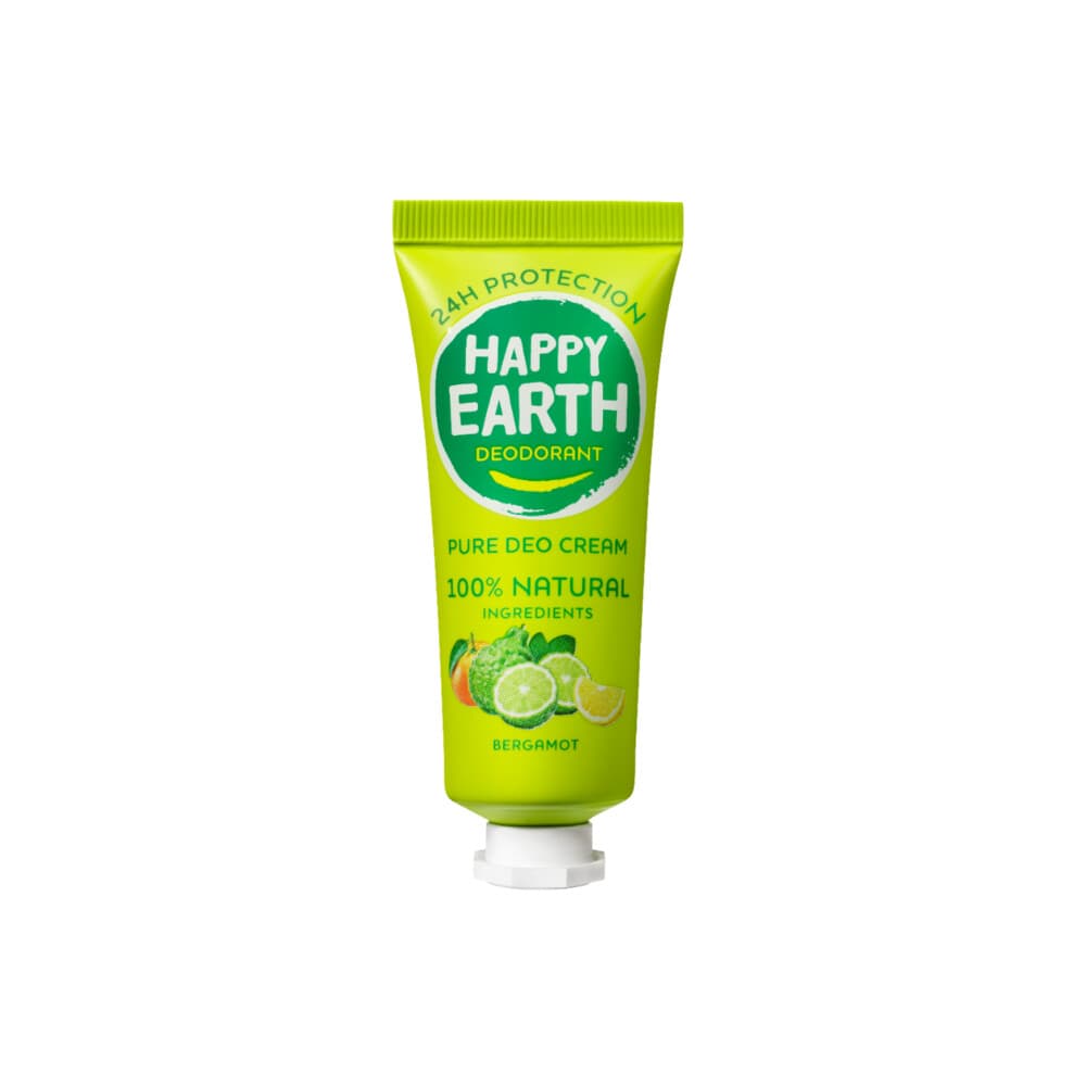 1+1 gratis: Happy Earth 100% Natuurlijke Deodorant Crème Bergamot 40 ml