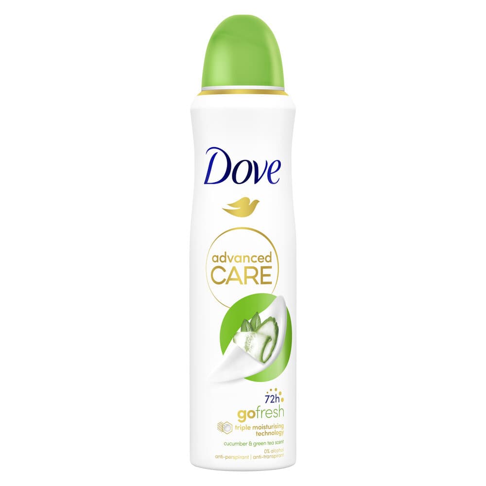 2+2 gratis: Dove Deodorant Spray Advanced Care Cucumber & Green Tea 150 ml