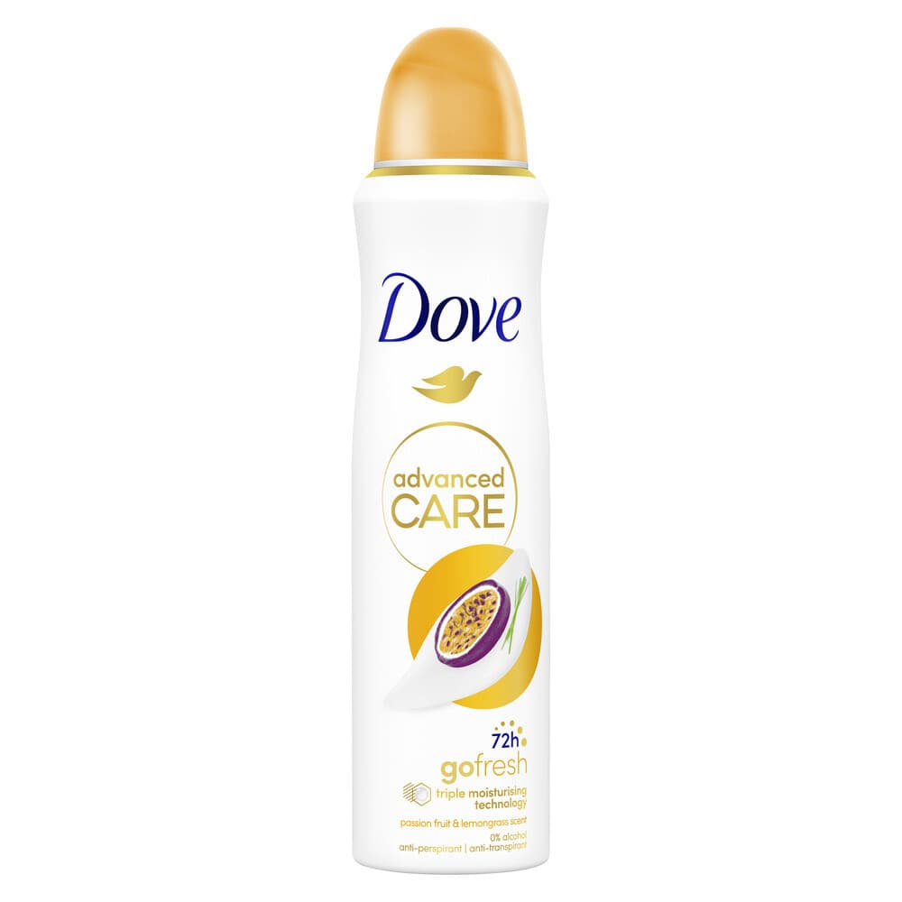 2+2 gratis: Dove Deodorant Spray Advanced Care Passievrucht & Citroengras 150 ml