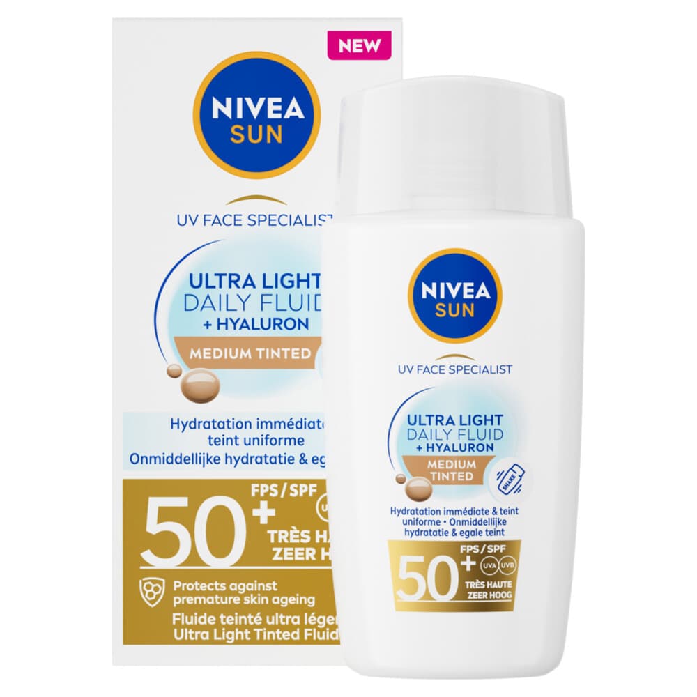1+1 gratis: NIVEA Sun UV Face Specialist Ultra Light Daily Fluid Medium Tinted SPF 50+ 40 ml