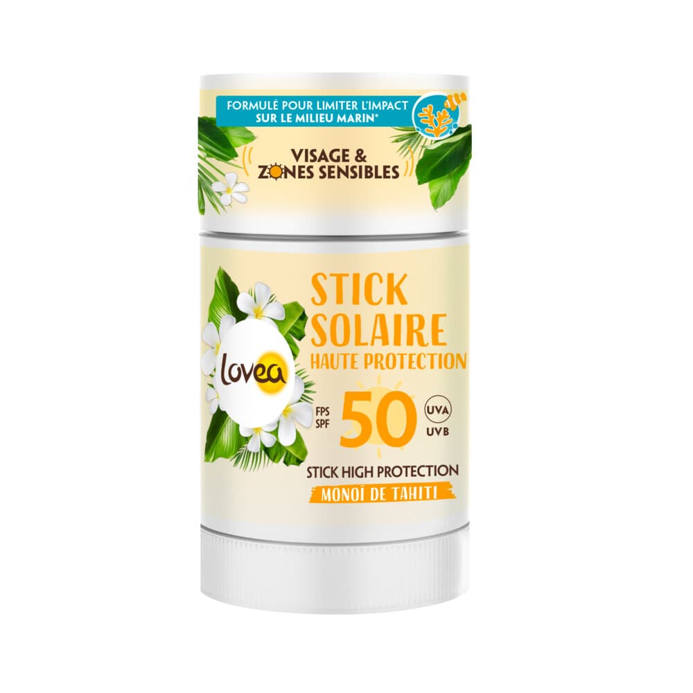 2e halve prijs: Lovea Sun Zonnebrand stick Face & Sensitive Areas High Protection SPF 50 40 gr