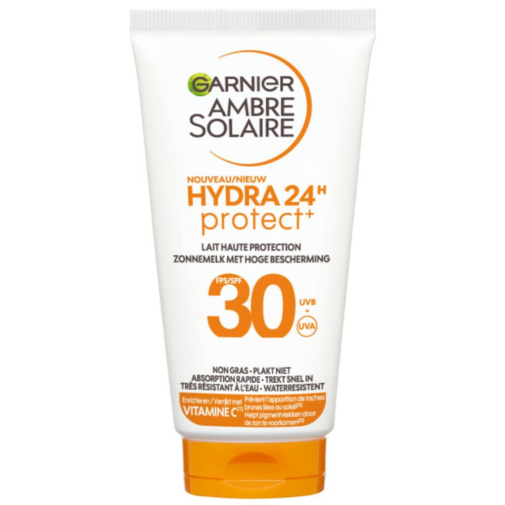 1+1 gratis: Garnier Ambre Solaire Hydra 24 Zonnebrandmelk SPF 30 Reisformaat 50 ml