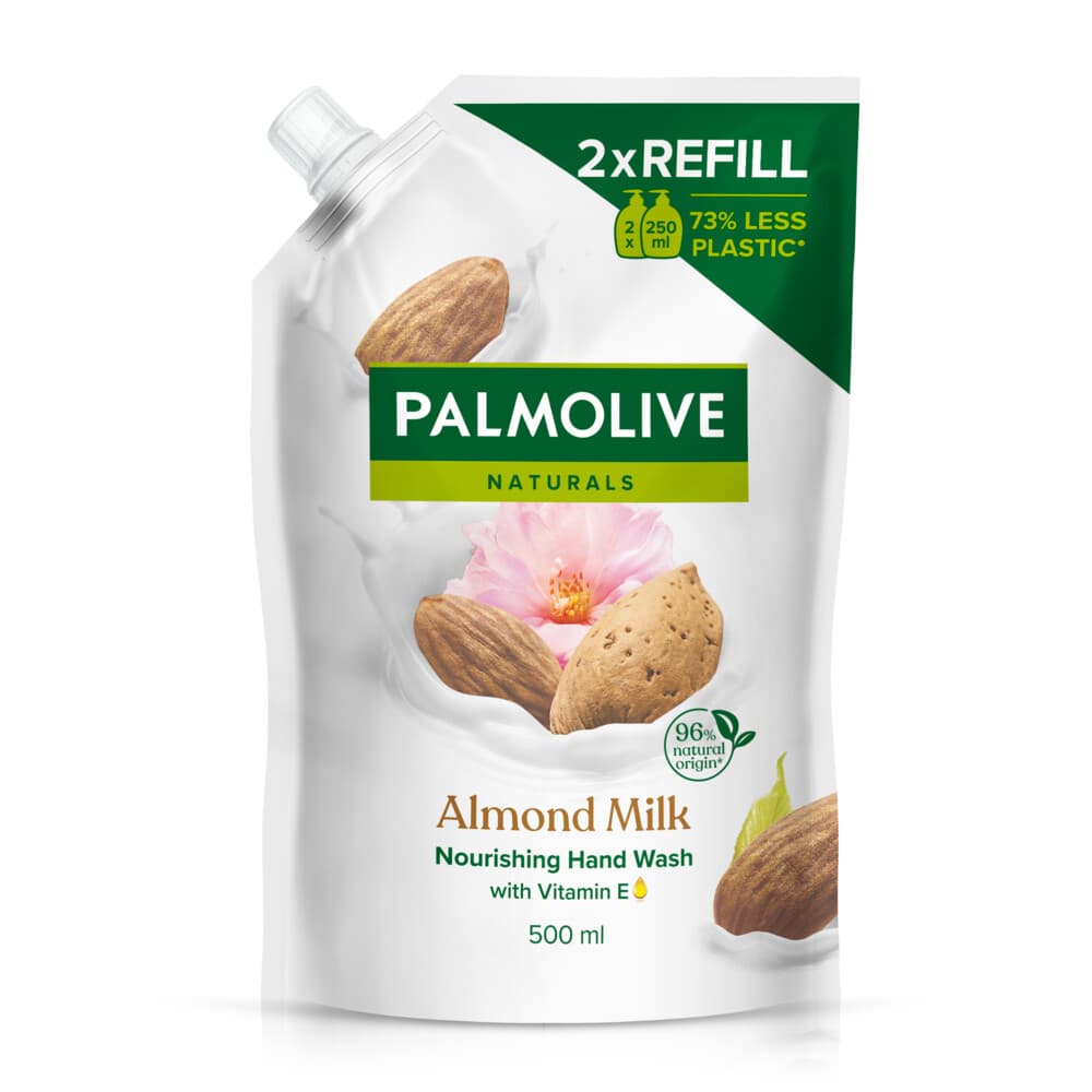 3+3 gratis: Palmolive Handzeep Navulling Doypack Naturals Almond Milk 500 ml