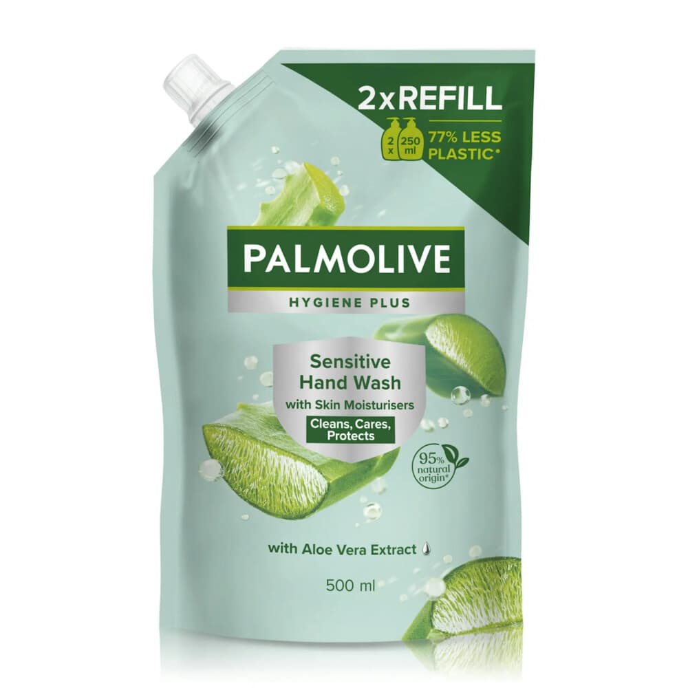 3+3 gratis: Palmolive Handzeep Navulling Doypack Hygiene Plus Sensitive Antibacteriële 500 ml