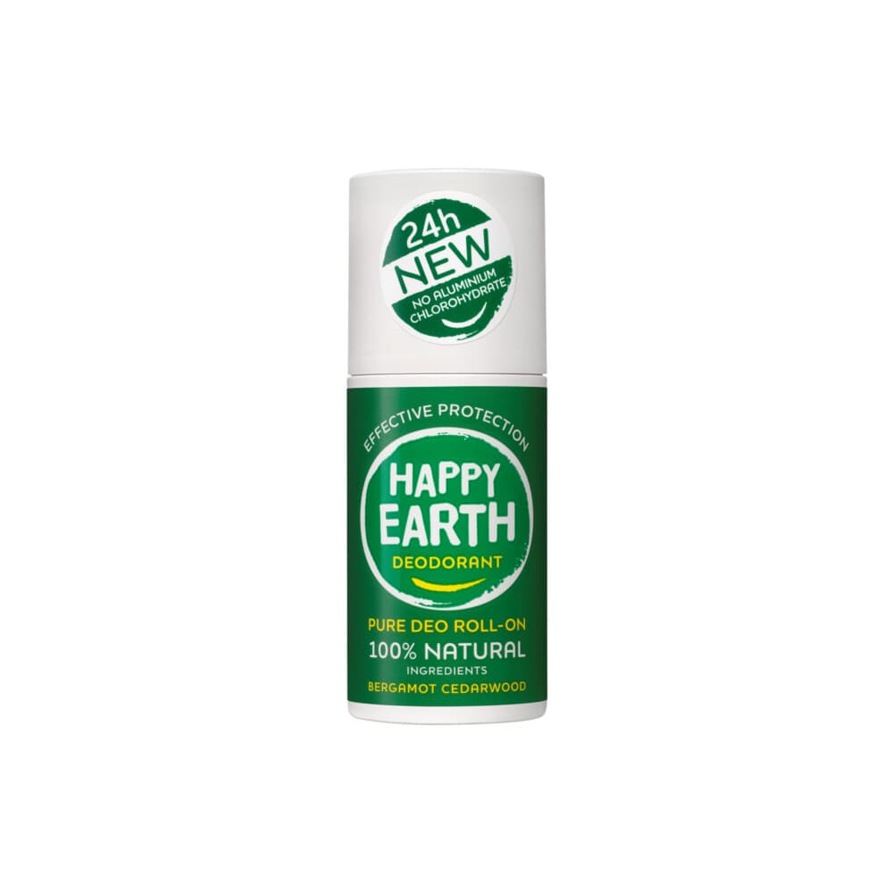 1+1 gratis: Happy Earth 100% Natuurlijke Deodorant Roller Bergamot Cedarwood 75 ml