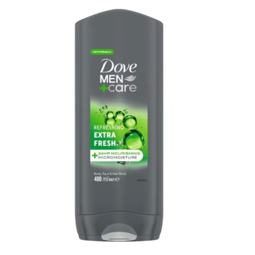 1+2 gratis: Dove Men+Care Extra Fresh Shampoo & Showergel 400 ml