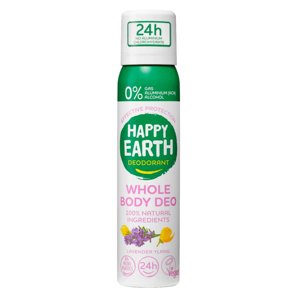 1+1 gratis: Happy Earth 100% Natuurlijke Body Deo Spray Lavender Ylang 100 ml