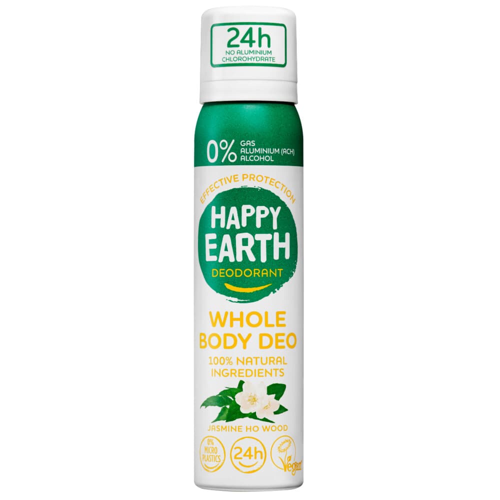 1+1 gratis: Happy Earth 100% Natuurlijke Body Deo Spray Jasmine Ho Wood 100 ml