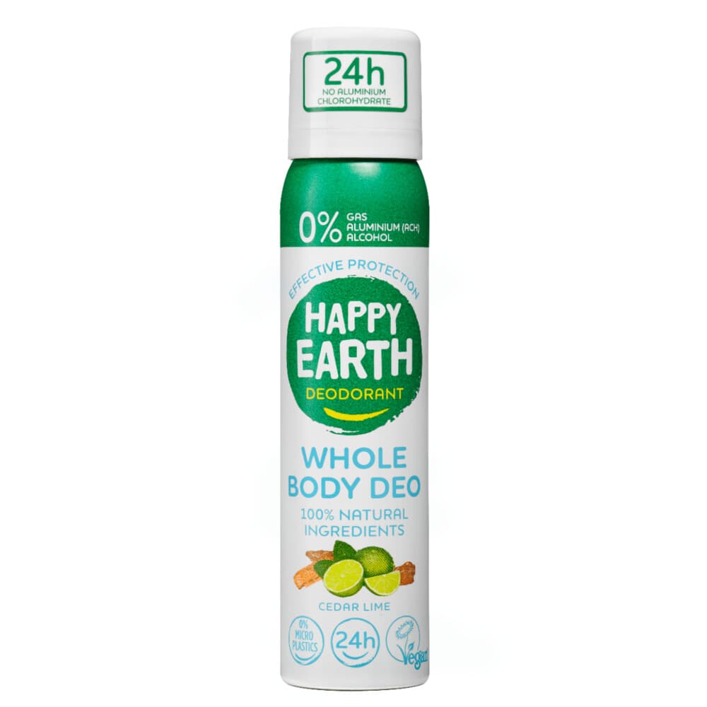 1+1 gratis: Happy Earth 100% Natuurlijke Body Deo Spray Cedar Lime 100 ml