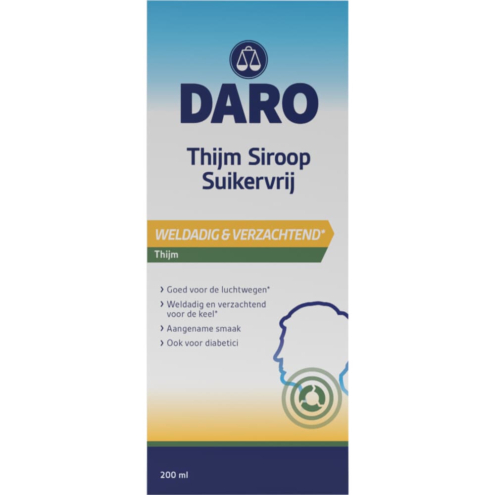 2x Daro Thijmsiroop Suikervrij 200 ml