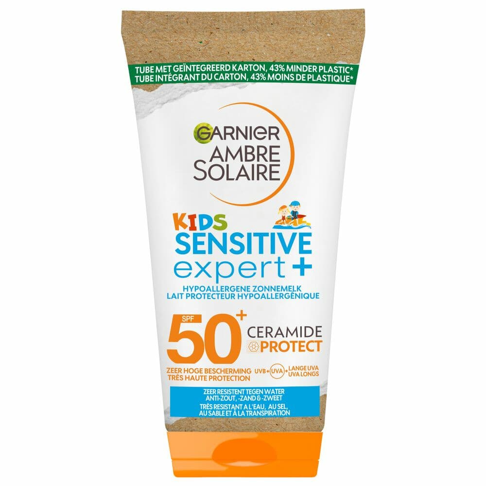 1+1 gratis: Garnier Ambre Solaire Sensitive Expert+ Kids Zonnebrandmelk SPF 50+ Reisformaat 50 ml