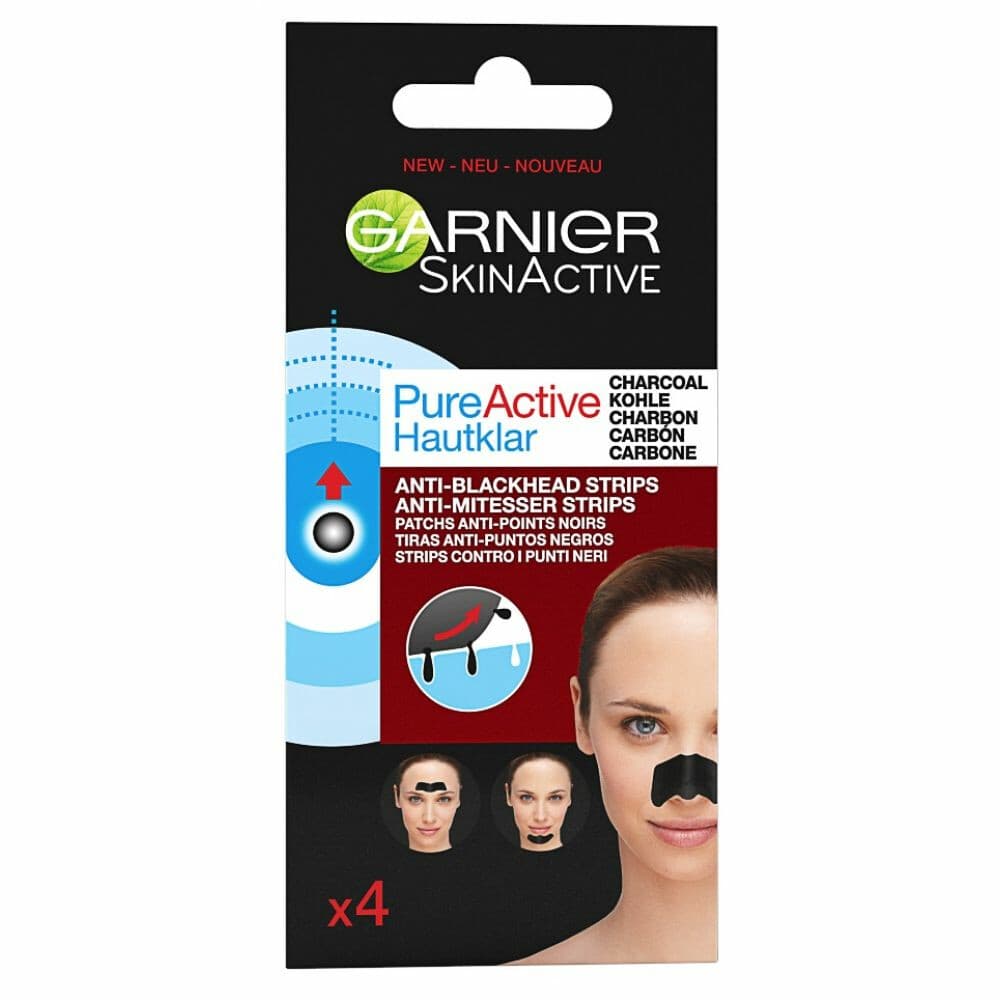 12x Garnier SkinActive Pure Active Charcoal Neusstrips 4 stuks