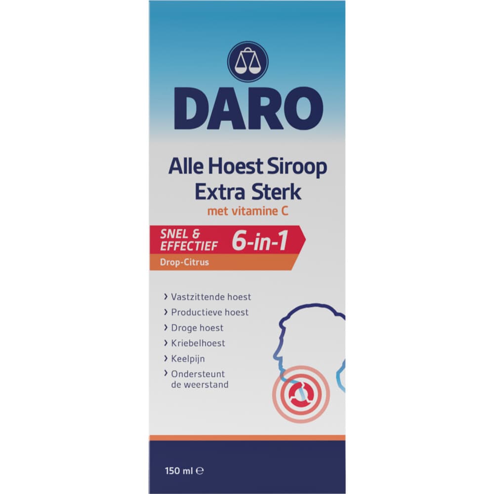 2x Daro Alle Hoest Siroop Extra Sterk met Vitamine C 150 ml